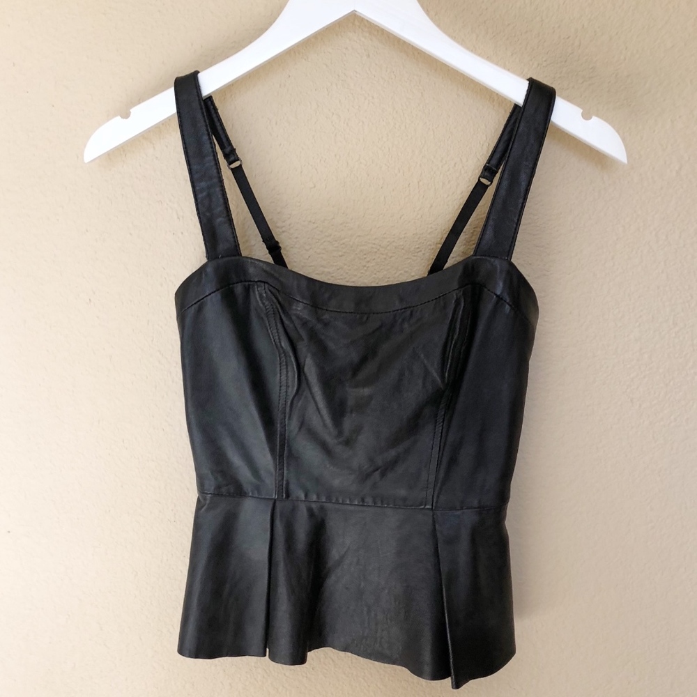 bebe Leather Peplum Top